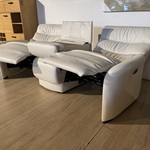 3-zits bank, wit leder, elektrisch verstelbaar